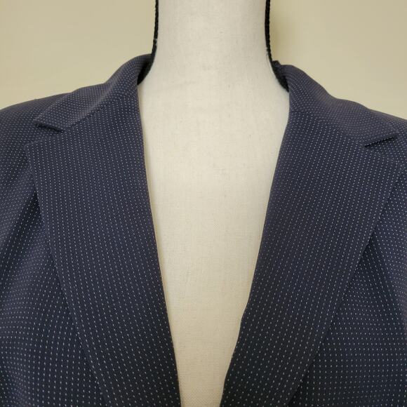NWT Kate Hill Woman Sz 18W 3 Button Front Blazer Jacket Pockets Navy Blue Pindot - Picture 3 of 16